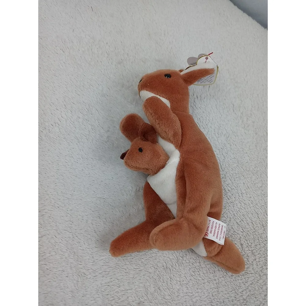 VTG Original Ty‎ Beanie Baby Pouch The Kangaroo & Joey 1996 Stuffed Animal Plush
